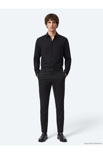 Kip Black Woven Jogging Fit Casual Cotton Blended Pants