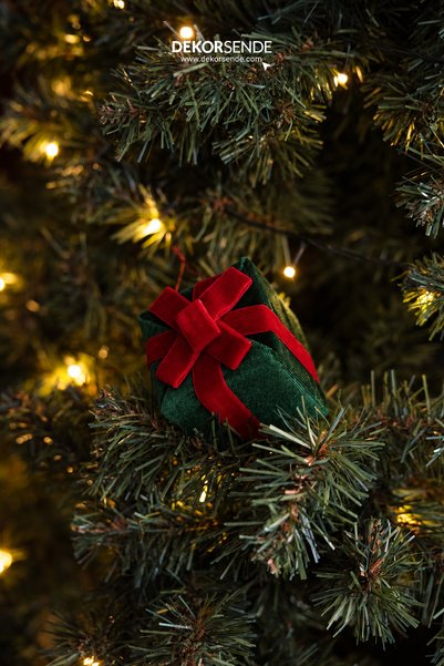 Dekorsende Christmas Ornament Gift Package Velvet Green 8 cm