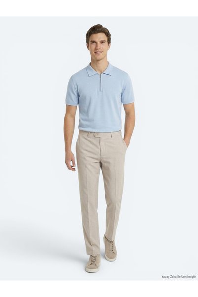 Kip Taş Kumaş Relaxed Fit Casual Keten Karışımlı Pantolon