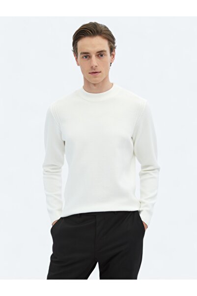 Kip Ecru Half Turtleneck Patterned Knitwear Sweater
