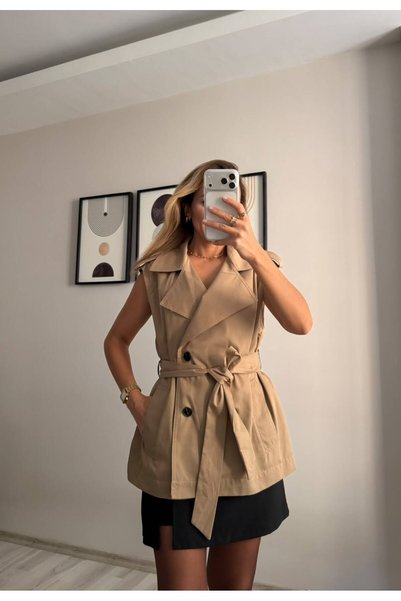 İNVİSUS Waist-Tied Epaulet Trench Vest