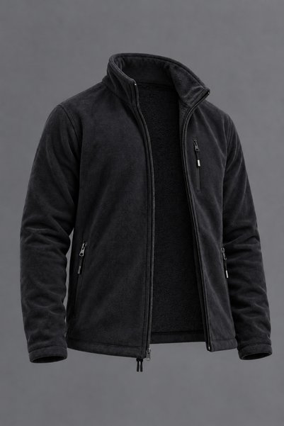 DAMGA JEANS Erkek Fermuarlı Günlük Premium Rahat Füme Polar