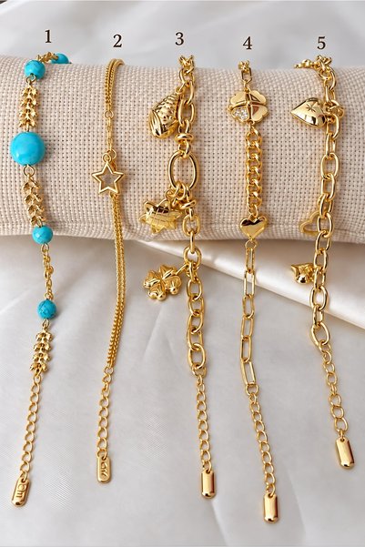 GOSEA 316L Paslanmaz Çelik 14K Gold Charm Bileklik | Kararma Solma Yapmaz Kad...