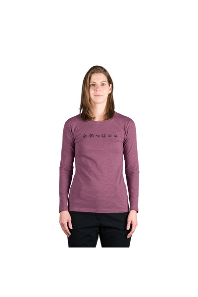 NORTHFINDER Tricou de damă TR-6028OR din bumbac flambat ELIANNA vin roșu