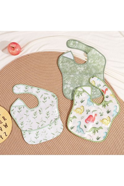 Choice4 SMT2127-B07 3 Pack Mess Proof Baby Bib with Reversible Pocket, Waterp...