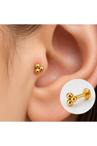 Karınca Piercing Üç Toplu Moda Minimal Tragus Helix Flat Burun Nostril Labret...