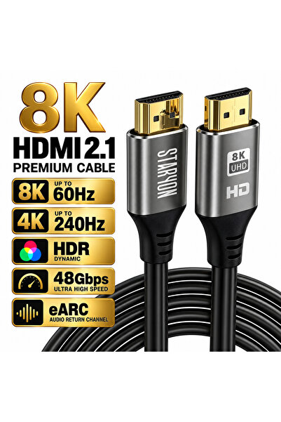 Staryon Cablu Hdmi 2.1 ®, Viteză Mare 48 Gbps, 200 Cm, Gri