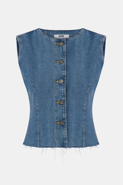 Denim Trip Fitted Slim Fit Orta İndigo Kadın Jean Yelek