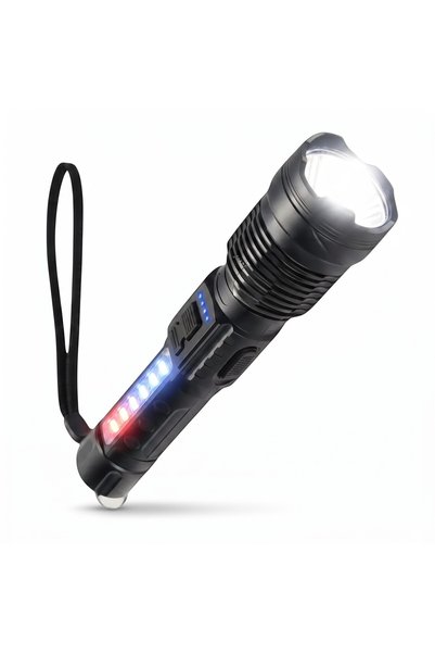 Mustran Şarjlı Taktik El Feneri – Zoom Odak 6 Mod Lazer LED + COB | SOS Flaşö...