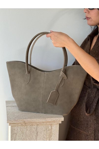 lalettobags Дамска чанта от велур, модел  "Минк Бегония ", с две дръжки