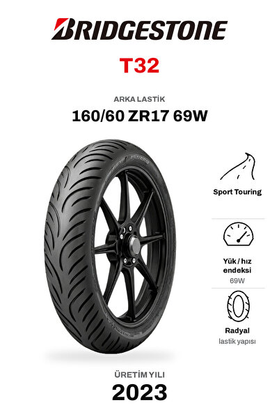 Bridgestone 160/60 Zr-17 M/c 69w T32rz Motosiklet Lastiği Üretim Yılı 2023