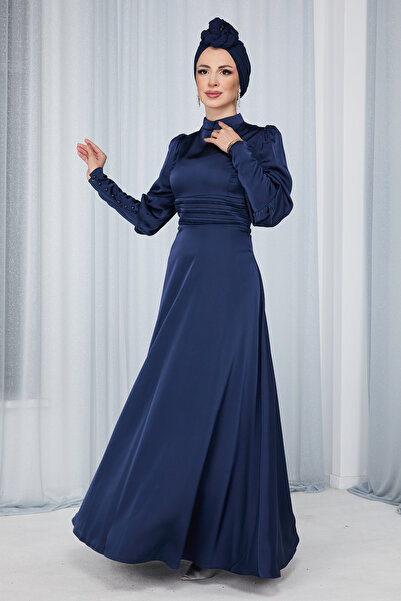TOFİSA Evening Dress Navy Blue - 23685-Navy Blue