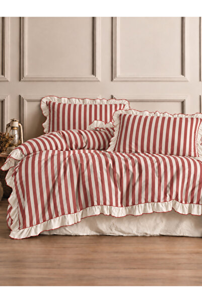 Ganita home Striped Ruffled Double Duvet Cover Set |   200 X 220 cm