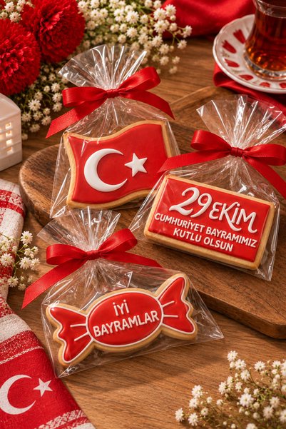 Maflen Cumhuriyet Bayramı 100. Yıl Özel Kutlu Olsun 4'lü Set Kurabiye Kalıbı ve Hamur Şekillendirici