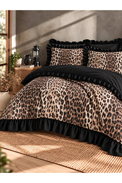 Ganita home طقم غطاء لحاف مزدوج مزين بالليوبارد |   200 × 220 سم