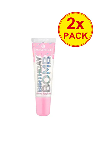 Essence Pachet 2x Luciu de buze BIRTHDAY BOMB, 01 - Cake My Day!, 10 ml