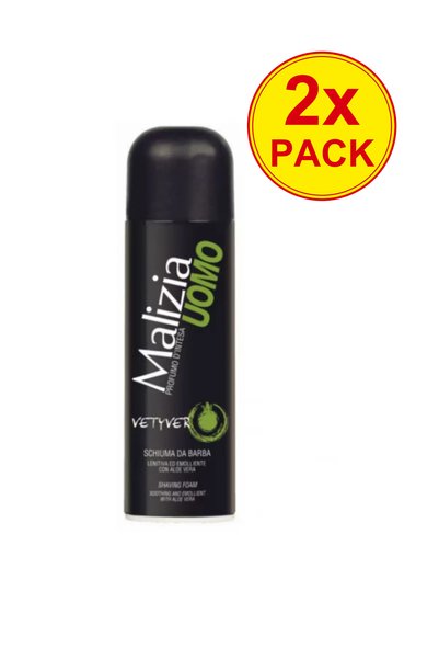 Malizia Pachet de 2 spume de ras Uomo cu Aloe Vera și Vetiver, 300 ml