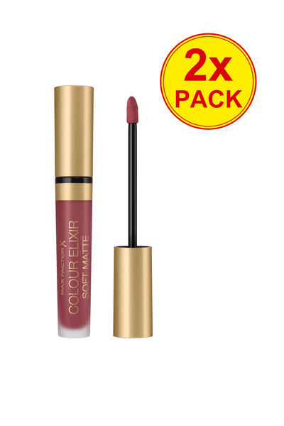 Max Factor Двойна опаковка: Течен червило-еликсир Soft Matte – 040 Soft Berry