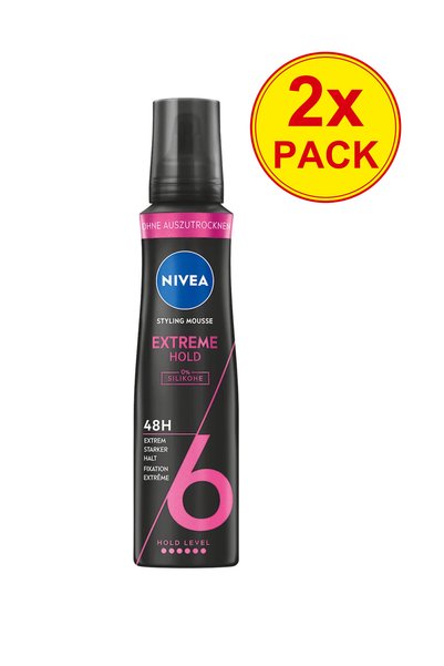 NIVEA 2x PACK Extreme Hold Styling Mousse, Extra Strong Hold, 150 ml