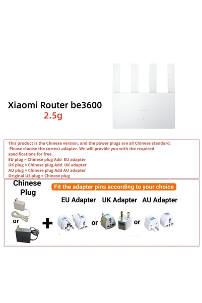 Xiaomi add EU adapter BE3600 Router BE3600 WiFi 7 Dual-Band Qualcomm quad-cor...