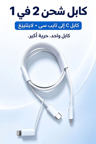 Generic Brand كابل شحن USB-C مضفر 2 في 1، سلك متعدد الوظائف من USB-C إلى Type...