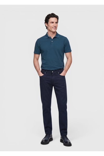 Ramsey Μπλε Navy Straight Woven Slim Fit Casual Παντελόνι