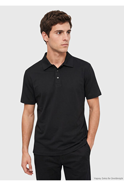 Ramsey Black Plain Cotton Blend T-Shirt