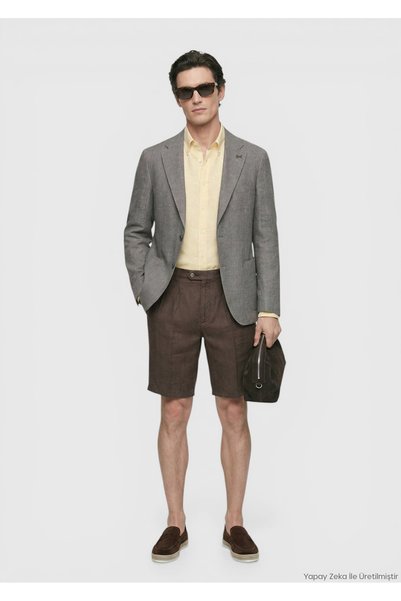 Ramsey Gül Kurusu Shirt Shoulder Slim Fit 100% Linen Jacket