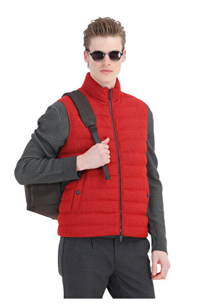 Ramsey Red Wool Blend Woven Sports Vest