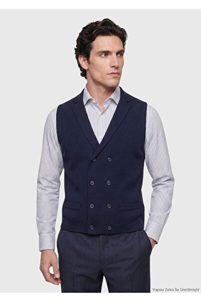 Ramsey Navy Blue Plain Knit Vest