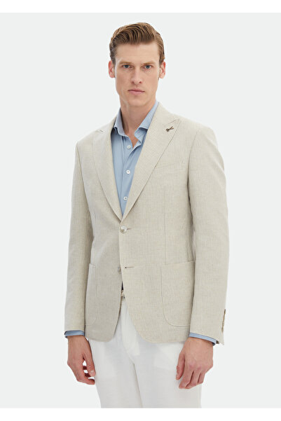 Ramsey Μπουφάν με μπεζ ρίγες Zeroweight Slim Fit Cotton Blend