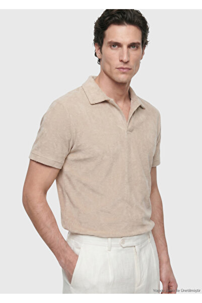 Ramsey Tricou simplu bej din amestec de bumbac
