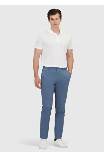 Ramsey Pantaloni casual albaștri tricotați drepti