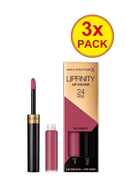 Max Factor 3 броя Lipfinity 24H червило, устойчиво на размазване – 055 Sweet
