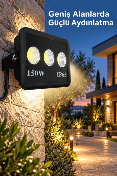 RBR 150W Flood Led Projektör Dış Mekan Aydınlatma Bahçe Saha Şantiye Projektörü