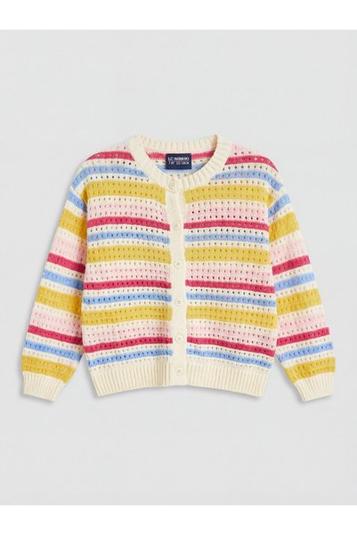 LC Waikiki I Zero Roba Collar Striped Girls' Knitwear Cardigan from Freezen S...