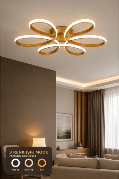 Elektroyou Nipul Eskitme Plafonyer Modern Ultra Süper 3 Renk Işıklı Ledli Avize