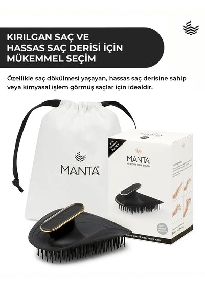 MANTA Original Kırılgan Saç ve Hassas Saç Derisi İçin Fırça Black Gold