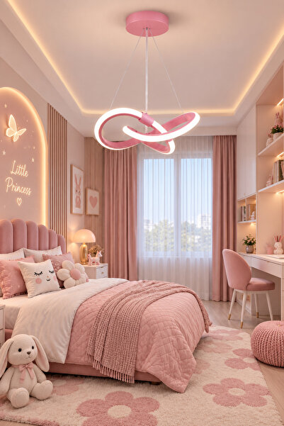 Elektroyou Bonna Modern Tekli Pembe Sarkıt Led Beyaz Işık Power Ledli Salon M...