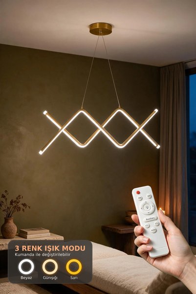 Elektroyou Raha Eskitme Modern Sarkıt Kumandalı 3 Renk Ultra Süper Ledli Avize