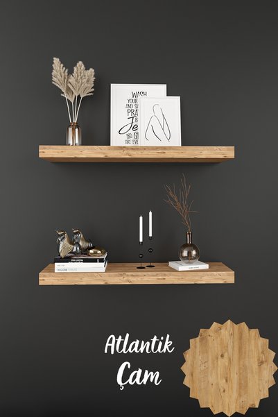 AKTHOME 2'li Duvar Rafı Uçan Raf Dekoratif Raf (50X12)