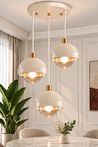 Luna Lighting Pera 3 lü Salon Mutfak Koridor Yemek Masası Metal Şık Estetik D...