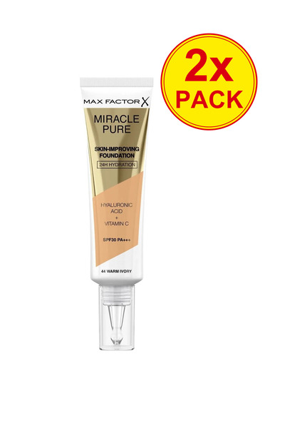 Max Factor 2x Συσκευασία Fond de ten Miracle Pure – 44 Ζεστό Ιβουάρ