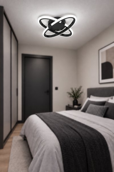 Elektroyou Dale Siyah Plafonyer Beyaz Ledli Avize