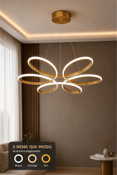 Elektroyou Nipul Eskitme Sarkıt Modern Ultra Süper 3 Renk Işıklı Ledli Avize