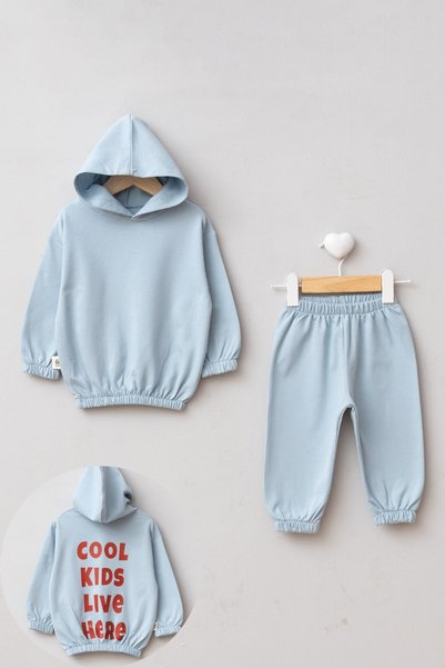 LOGO AKSESUAR Unisex Baby and Child Hooded Printed 100% Cotton 2 Thread Seaso...