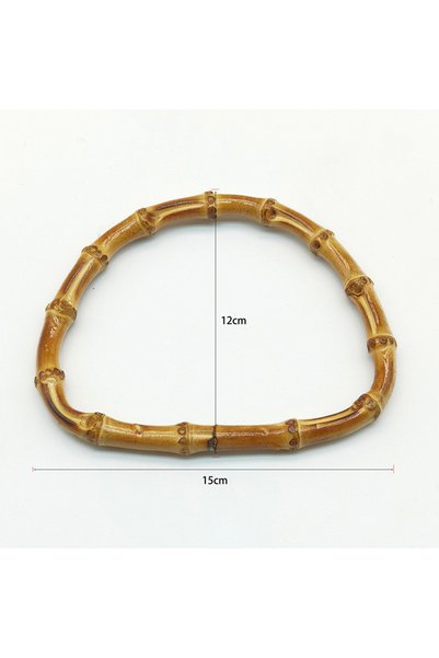 Choice 1PCS Natural Bamboo D Shape Round Bamboo Bag Wood Handles Handcrafted ...