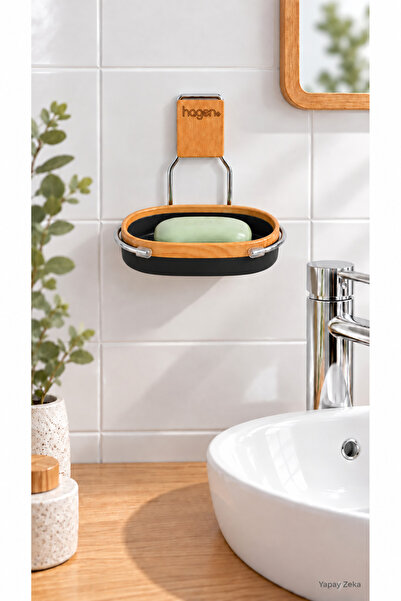Hagen Adhesive Wall Mounted Solid Soap Dispenser Black