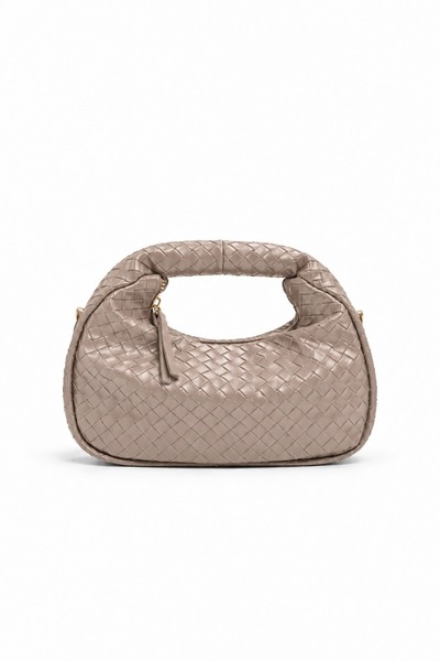 Çantacımstore Γυναικείο Mini Clutch Braided Τσάντα χειρός Mink