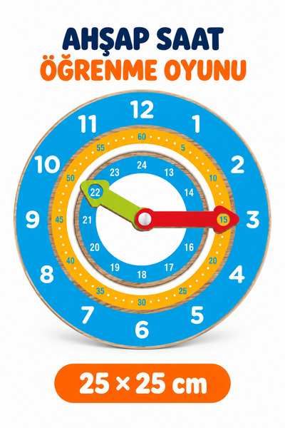 212toyzz Wooden Educational Clock Learning Toy – Educational Analog Clock and...